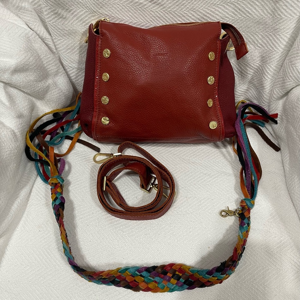 Hammitt Bryant Zinfandel Red Crossbody Bag with Multicolor Strap, FIRM PRICE
